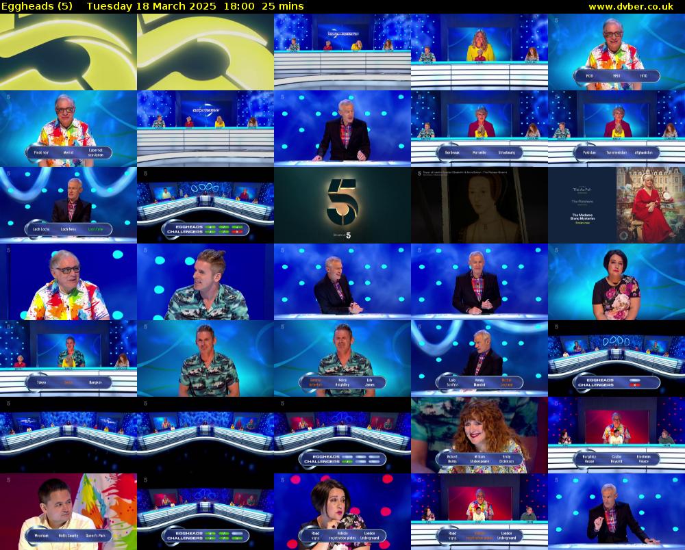 Eggheads (5) Tuesday 18 March 2025 18:00 - 18:25