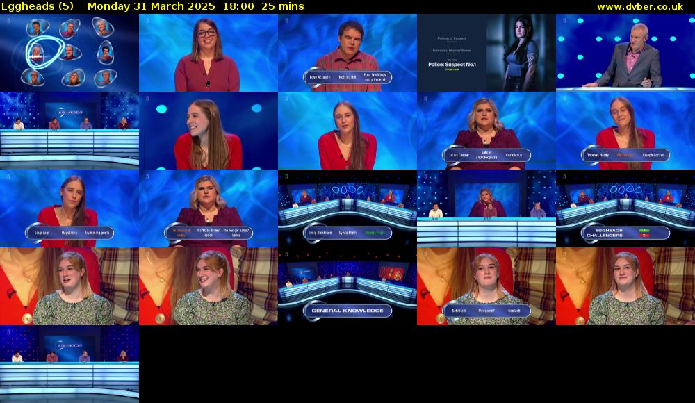 Eggheads (5) Monday 31 March 2025 18:00 - 18:25