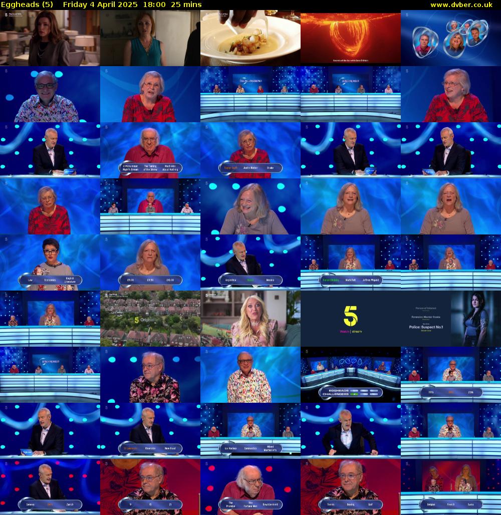 Eggheads (5) Friday 4 April 2025 18:00 - 18:25