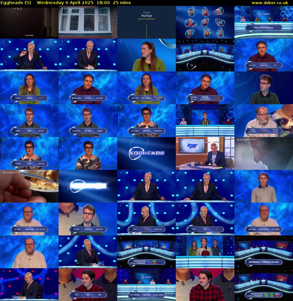 Eggheads (5) Wednesday 9 April 2025 18:00 - 18:25