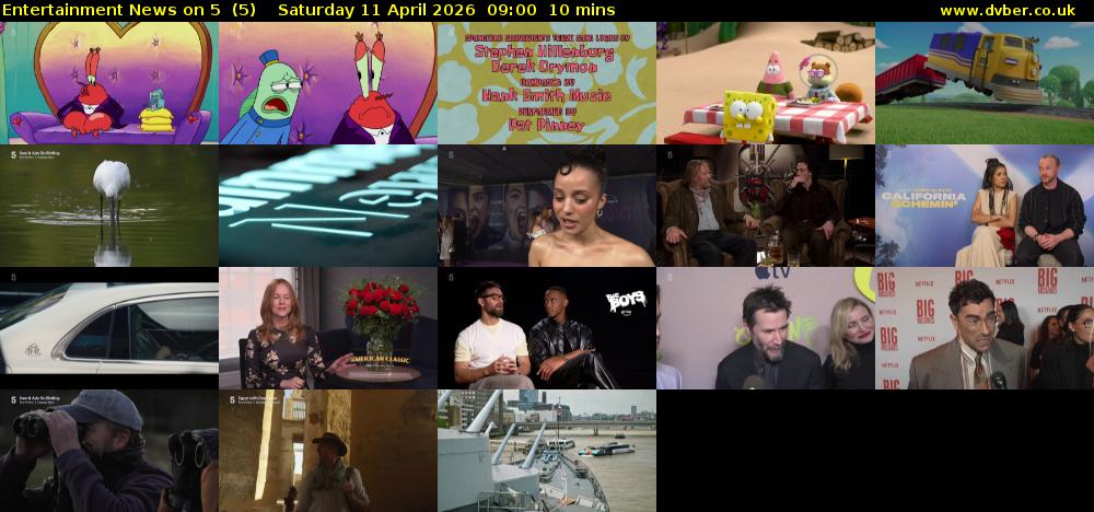 Entertainment News on 5  (5) Saturday 11 April 2026 09:00 - 09:10