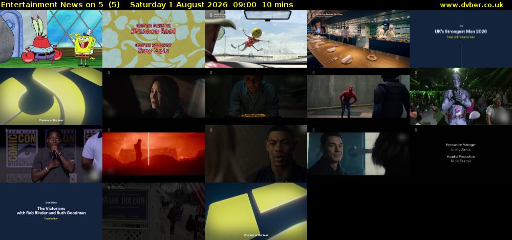 Entertainment News on 5  (5) Saturday 1 August 2026 09:00 - 09:10