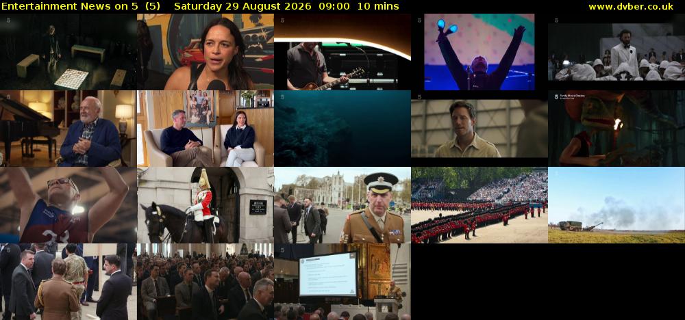 Entertainment News on 5  (5) Saturday 29 August 2026 09:00 - 09:10