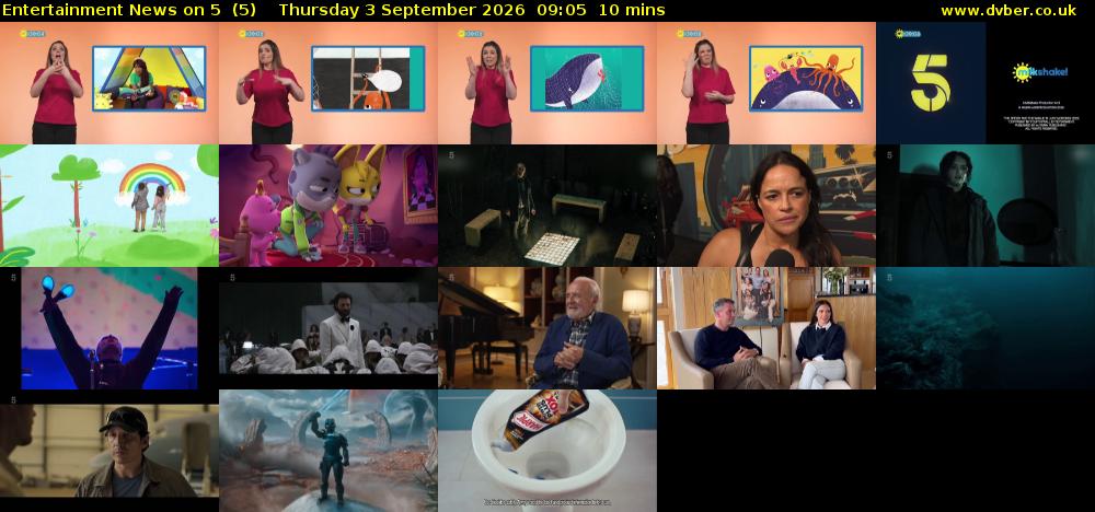 Entertainment News on 5  (5) Thursday 3 September 2026 09:05 - 09:15