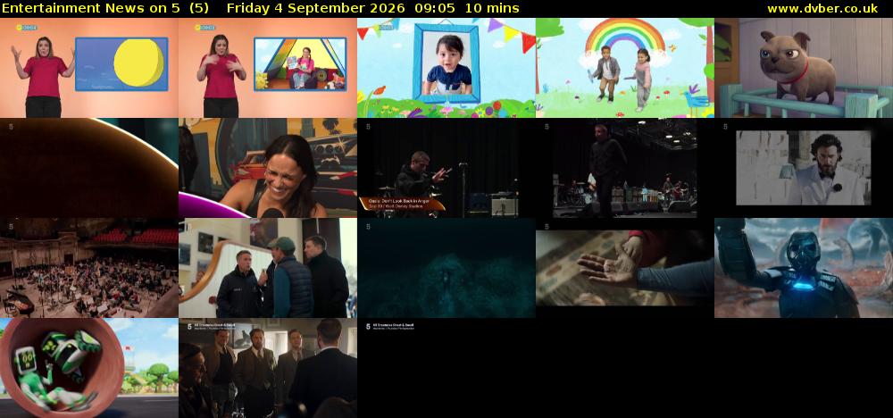 Entertainment News on 5  (5) Friday 4 September 2026 09:05 - 09:15