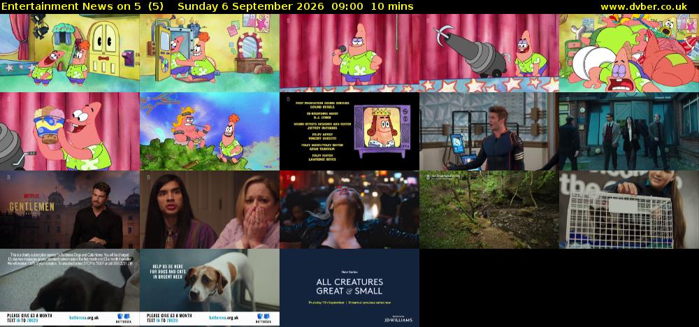 Entertainment News on 5  (5) Sunday 6 September 2026 09:00 - 09:10