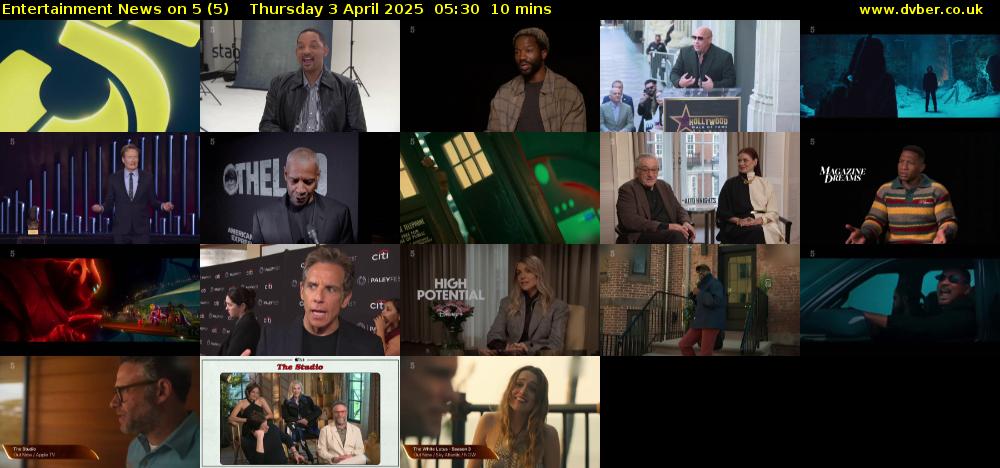Entertainment News on 5 (5) Thursday 3 April 2025 05:30 - 05:40