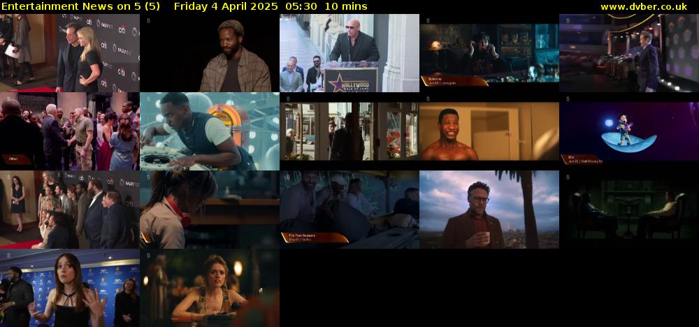 Entertainment News on 5 (5) Friday 4 April 2025 05:30 - 05:40