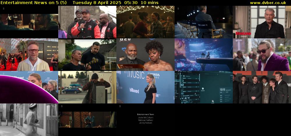 Entertainment News on 5 (5) Tuesday 8 April 2025 05:30 - 05:40