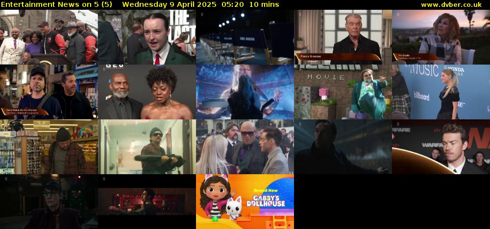 Entertainment News on 5 (5) Wednesday 9 April 2025 05:20 - 05:30