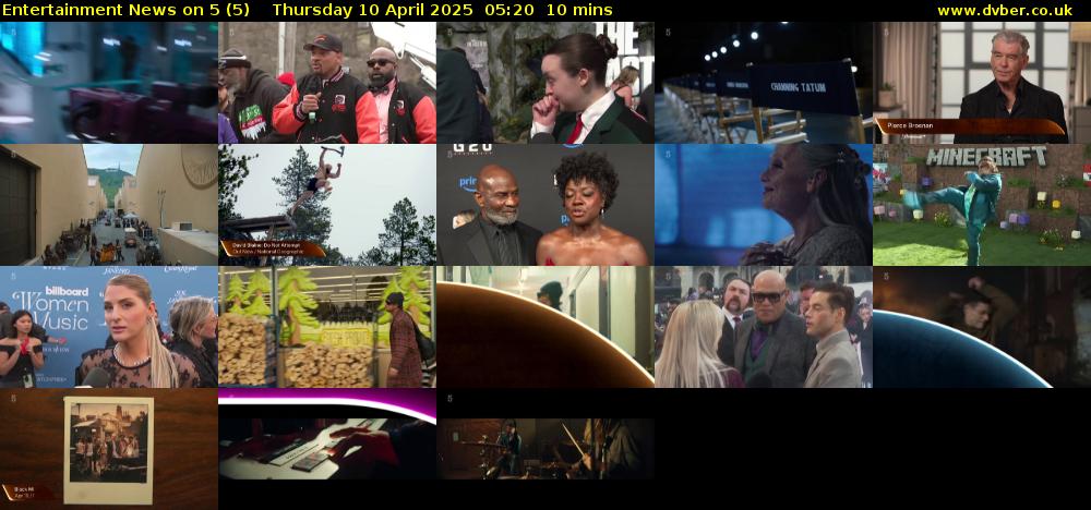 Entertainment News on 5 (5) Thursday 10 April 2025 05:20 - 05:30
