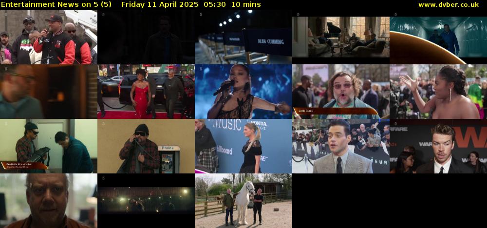 Entertainment News on 5 (5) Friday 11 April 2025 05:30 - 05:40