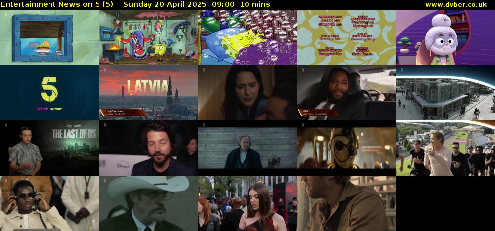 Entertainment News on 5 (5) Sunday 20 April 2025 09:00 - 09:10