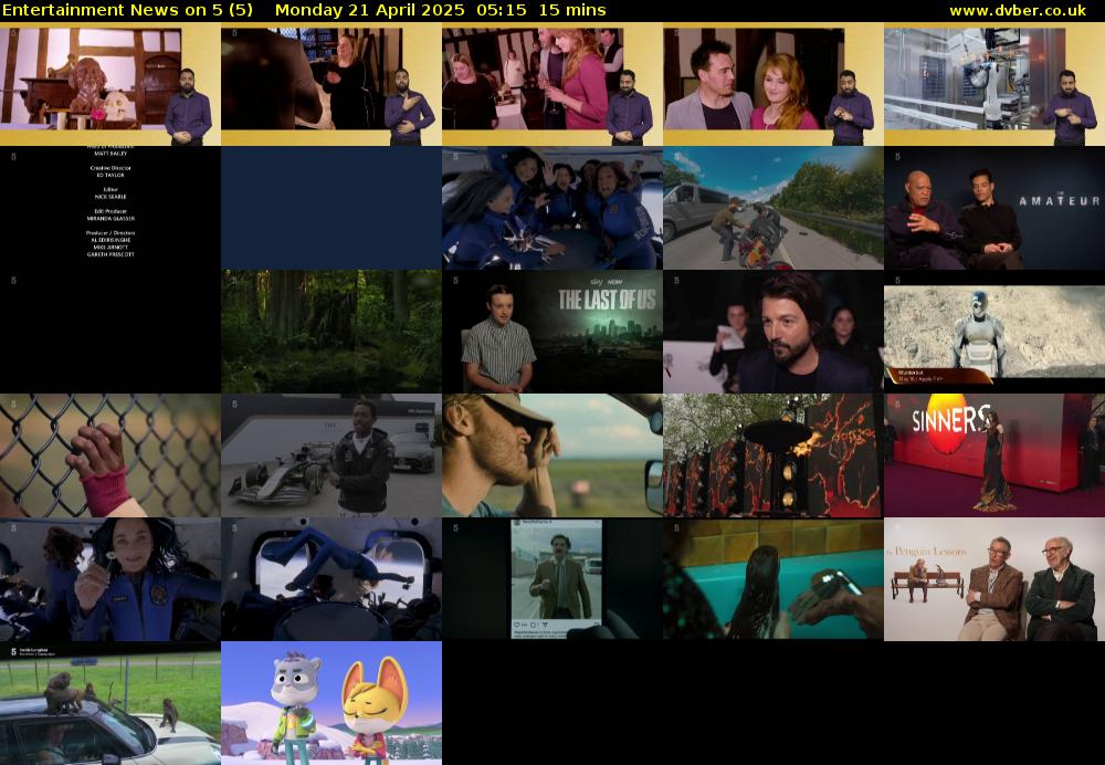 Entertainment News on 5 (5) Monday 21 April 2025 05:15 - 05:30