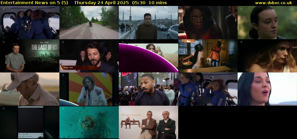 Entertainment News on 5 (5) Thursday 24 April 2025 05:30 - 05:40
