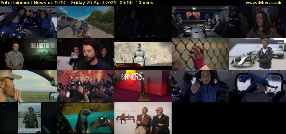 Entertainment News on 5 (5) Friday 25 April 2025 05:50 - 06:00