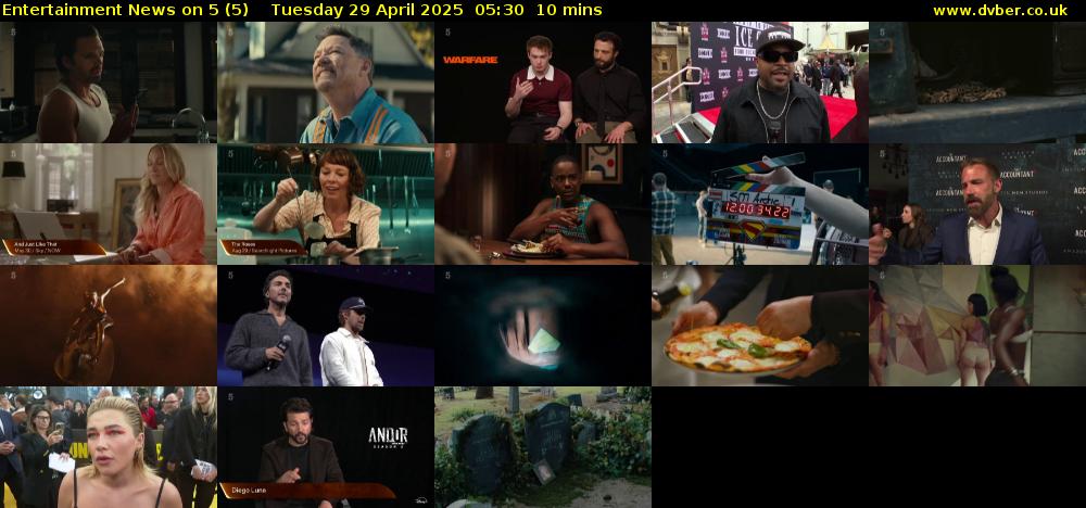 Entertainment News on 5 (5) Tuesday 29 April 2025 05:30 - 05:40