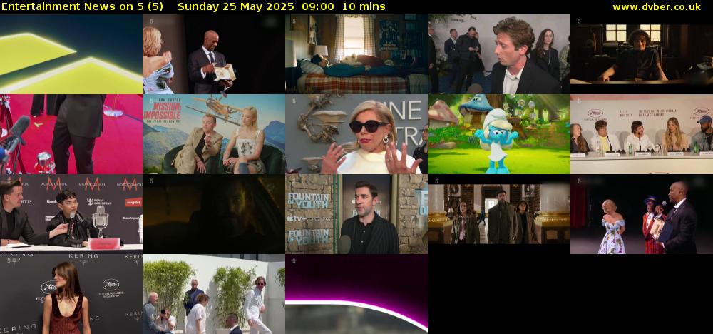 Entertainment News on 5 (5) Sunday 25 May 2025 09:00 - 09:10