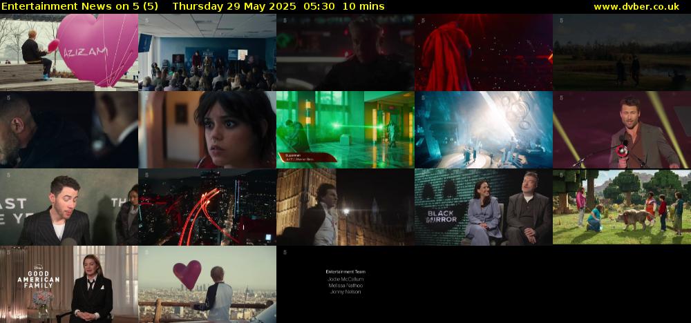 Entertainment News on 5 (5) Thursday 29 May 2025 05:30 - 05:40