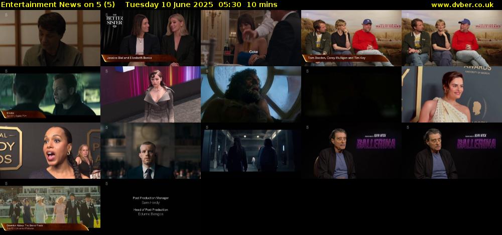 Entertainment News on 5 (5) Tuesday 10 June 2025 05:30 - 05:40