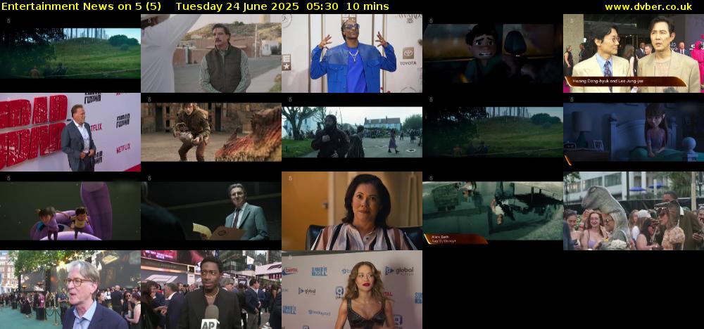 Entertainment News on 5 (5) Tuesday 24 June 2025 05:30 - 05:40