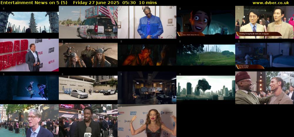 Entertainment News on 5 (5) Friday 27 June 2025 05:30 - 05:40