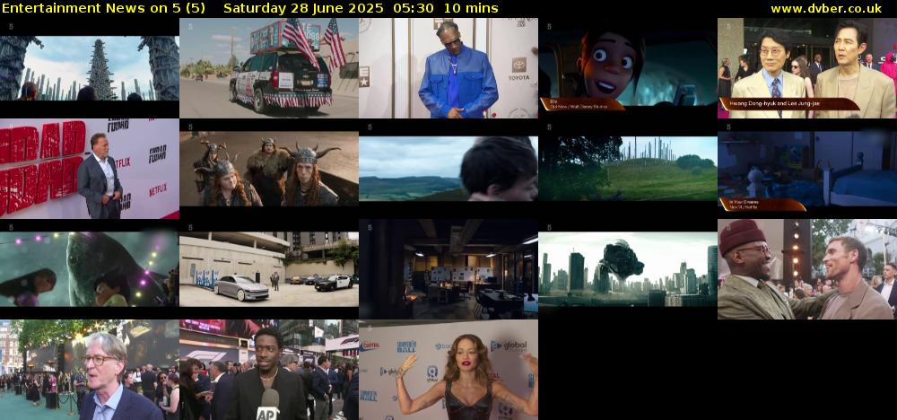 Entertainment News on 5 (5) Saturday 28 June 2025 05:30 - 05:40