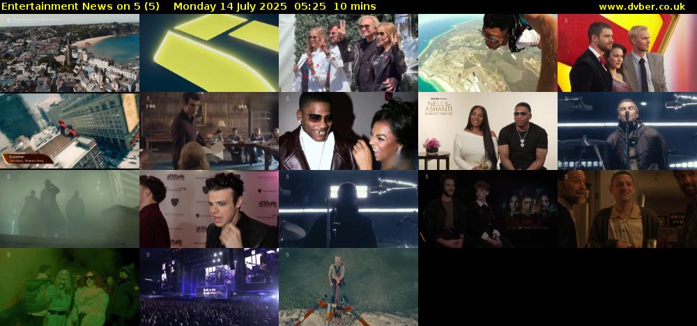 Entertainment News on 5 (5) Monday 14 July 2025 05:25 - 05:35