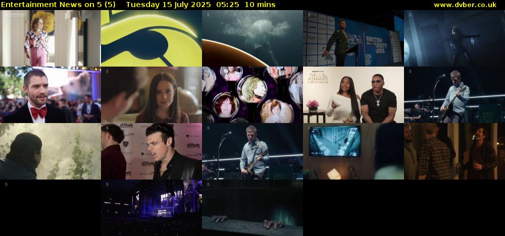 Entertainment News on 5 (5) Tuesday 15 July 2025 05:25 - 05:35