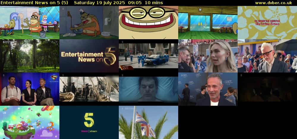 Entertainment News on 5 (5) Saturday 19 July 2025 09:05 - 09:15
