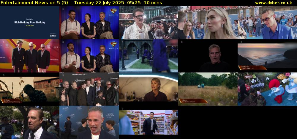 Entertainment News on 5 (5) Tuesday 22 July 2025 05:25 - 05:35