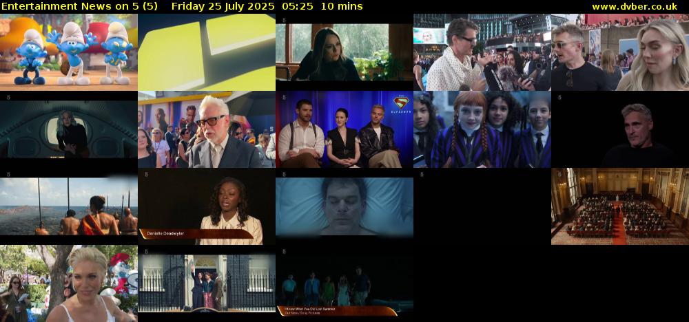 Entertainment News on 5 (5) Friday 25 July 2025 05:25 - 05:35