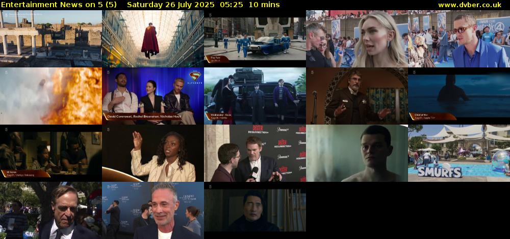 Entertainment News on 5 (5) Saturday 26 July 2025 05:25 - 05:35