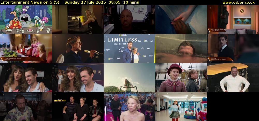 Entertainment News on 5 (5) Sunday 27 July 2025 09:05 - 09:15