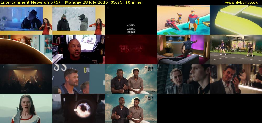Entertainment News on 5 (5) Monday 28 July 2025 05:25 - 05:35