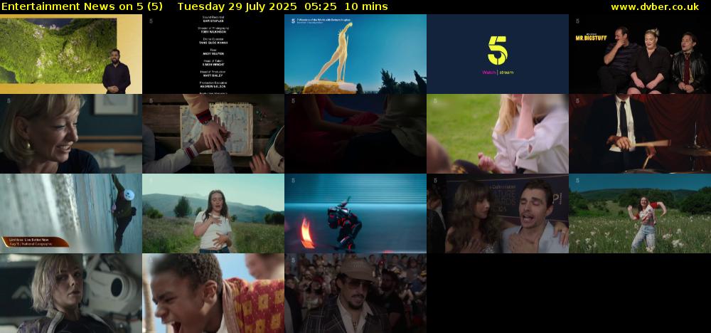 Entertainment News on 5 (5) Tuesday 29 July 2025 05:25 - 05:35