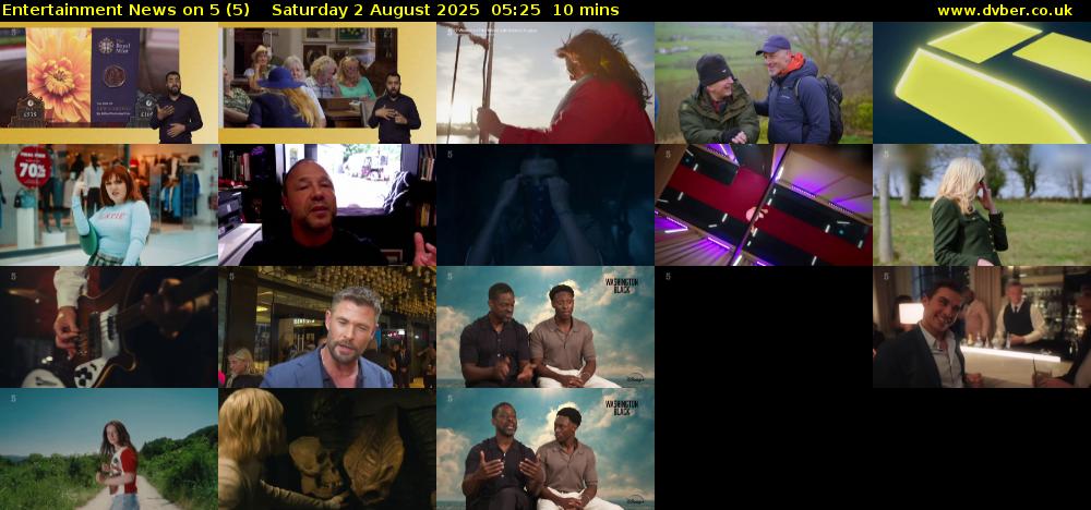 Entertainment News on 5 (5) Saturday 2 August 2025 05:25 - 05:35