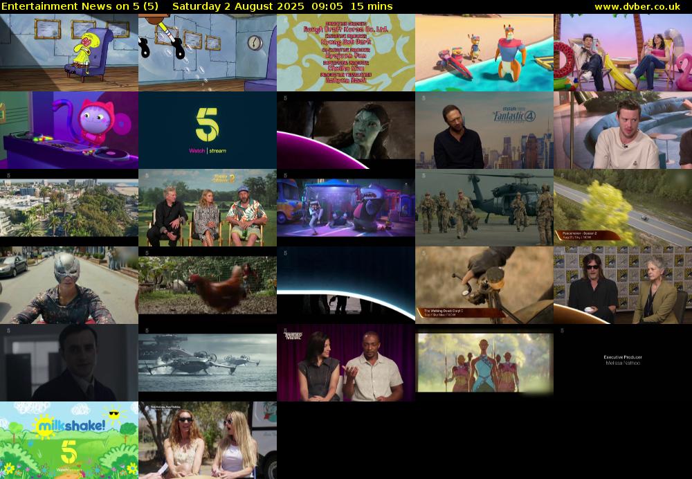 Entertainment News on 5 (5) Saturday 2 August 2025 09:05 - 09:20