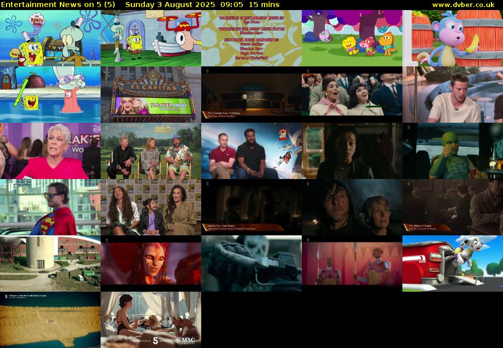 Entertainment News on 5 (5) Sunday 3 August 2025 09:05 - 09:20