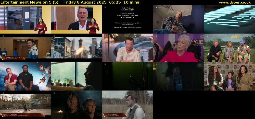 Entertainment News on 5 (5) Friday 8 August 2025 05:25 - 05:35