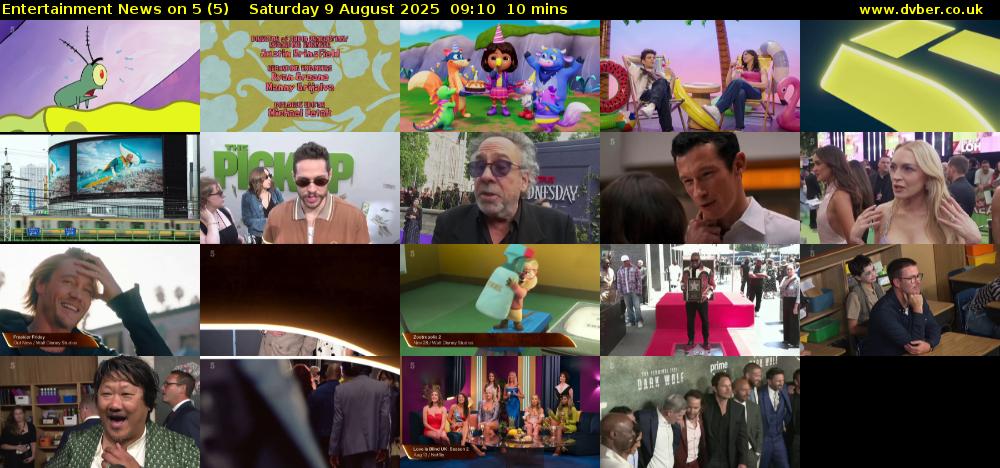 Entertainment News on 5 (5) Saturday 9 August 2025 09:10 - 09:20