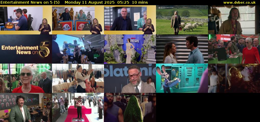 Entertainment News on 5 (5) Monday 11 August 2025 05:25 - 05:35