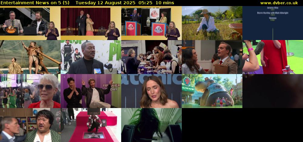 Entertainment News on 5 (5) Tuesday 12 August 2025 05:25 - 05:35
