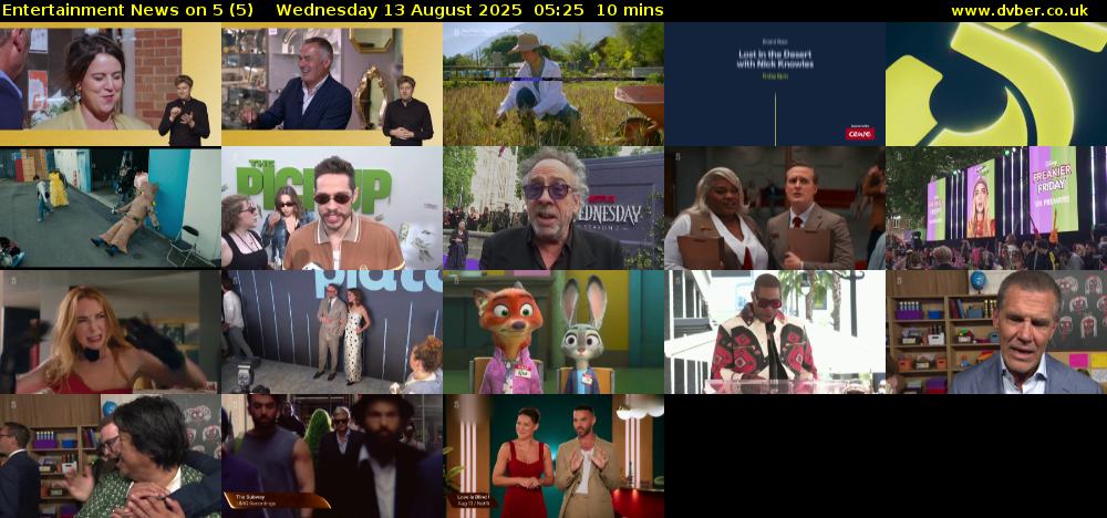 Entertainment News on 5 (5) Wednesday 13 August 2025 05:25 - 05:35