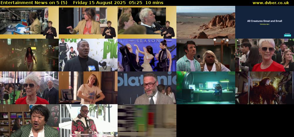 Entertainment News on 5 (5) Friday 15 August 2025 05:25 - 05:35