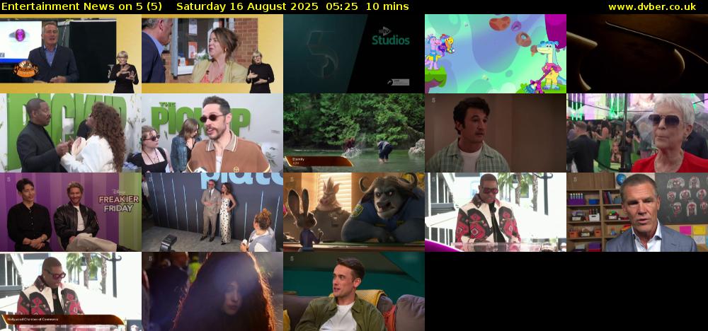 Entertainment News on 5 (5) Saturday 16 August 2025 05:25 - 05:35