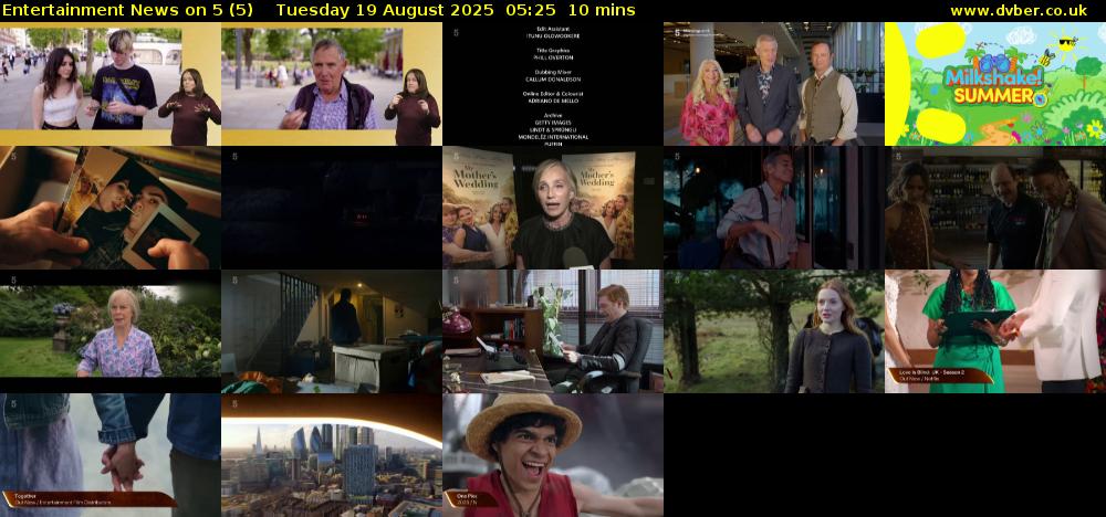 Entertainment News on 5 (5) Tuesday 19 August 2025 05:25 - 05:35