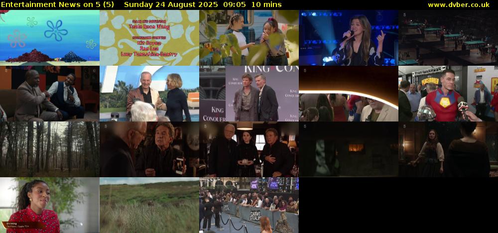 Entertainment News on 5 (5) Sunday 24 August 2025 09:05 - 09:15
