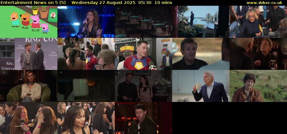 Entertainment News on 5 (5) Wednesday 27 August 2025 05:30 - 05:40