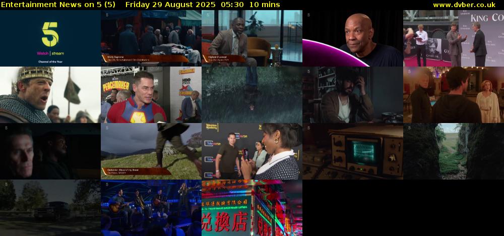 Entertainment News on 5 (5) Friday 29 August 2025 05:30 - 05:40